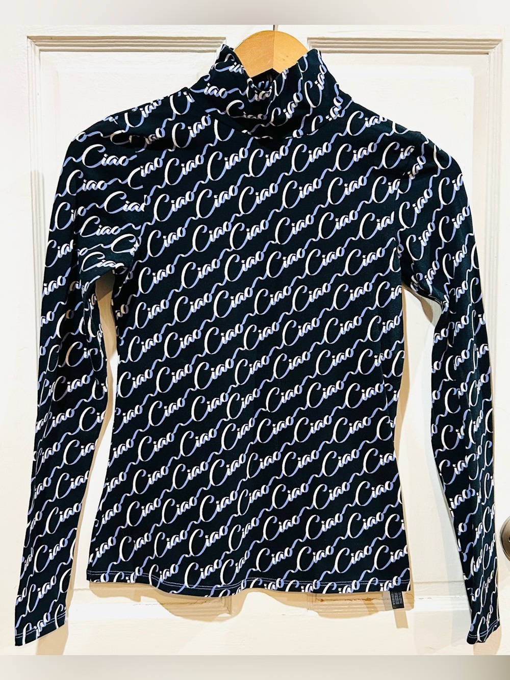 Anthropologie Maeve Ciao Graphic Print Turtleneck Top Preppy Urban Coastal XS - Picture 4 of 9